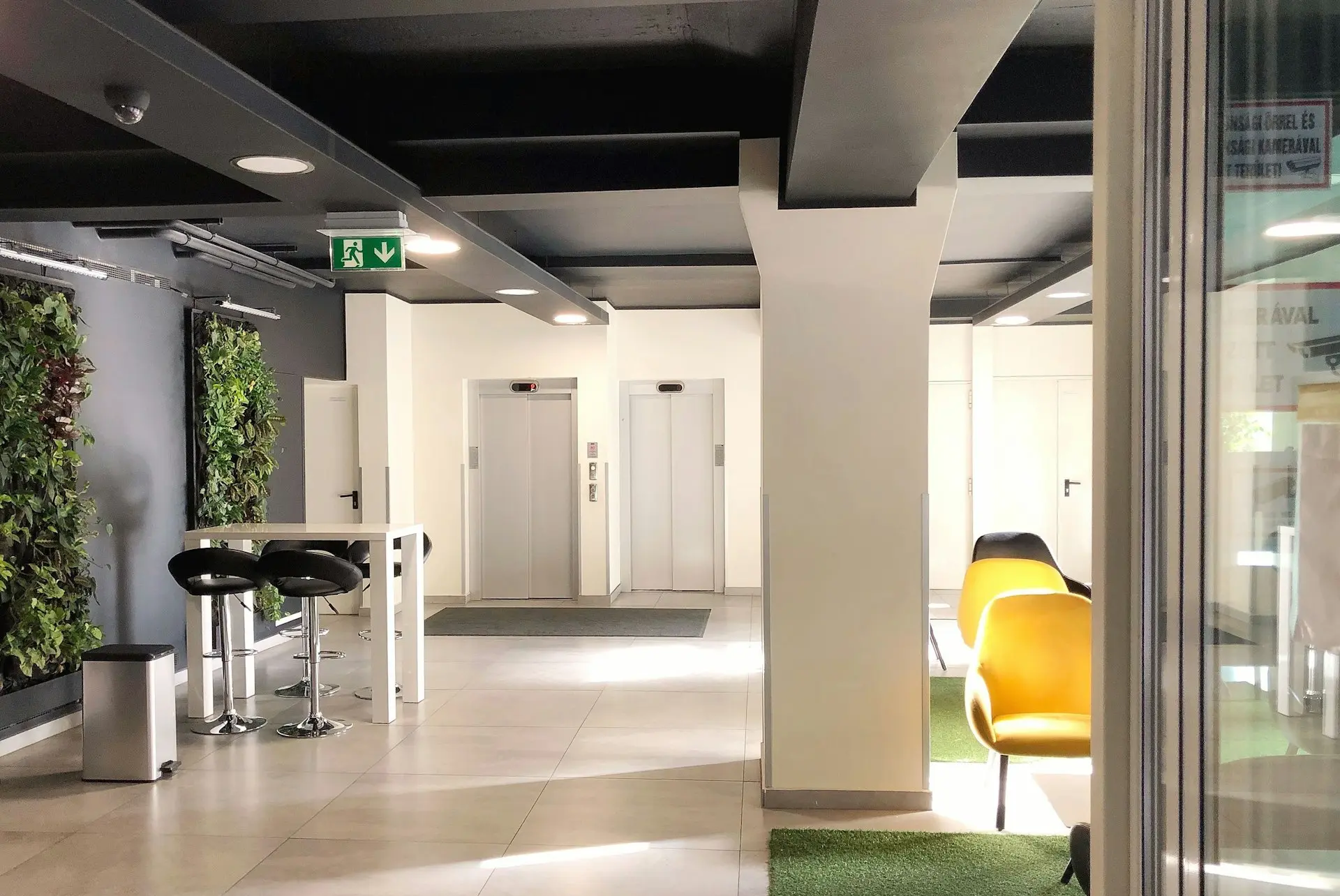 yellow chairs and black bar chairs